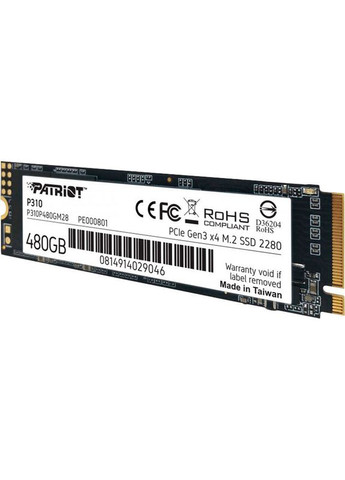 SSD накопитель 480GB P310 M.2 2280 PCIe NVMe 4.0 x4 TLC (P310P480GM28) Patriot (323126507)