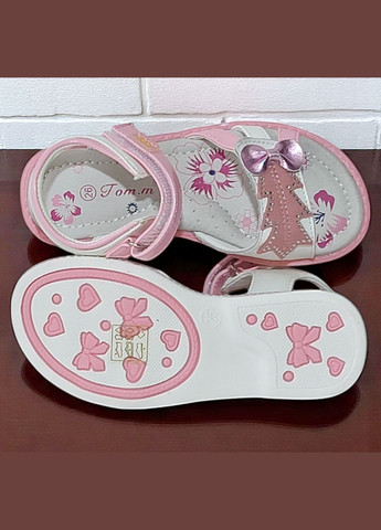 Белые повседневные, праздничные открытые босоножки на липучках сандалии для девочки том м Tom.M на липучке