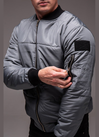 Сіра демісезонна утеплена куртка бомбер Vakko