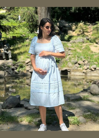 Блакитна літне плаття для вагітних та годуючих мам No Brand