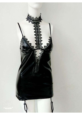 Черное сексуальное платье батал под латекс «крис» эротическое белье размер s-xl No Brand