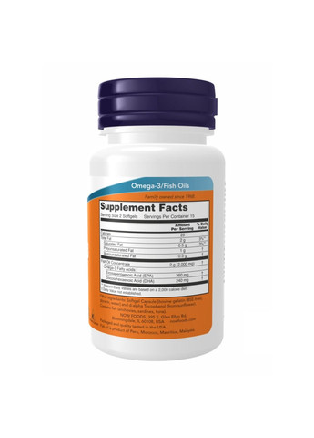 Омега-3 1000 мг – 500 мягких капсул Now Foods (327302416)