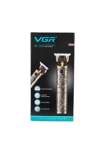 Триммер для волос и бороды профессиональный беспроводной V096 с насадками, золото. VGR (297668812)