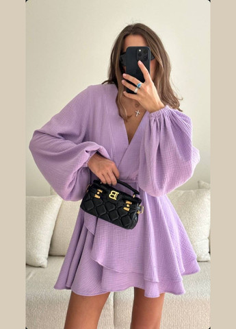 Лавандовое повседневный платье DK/DL Мода без кордонів однотонное