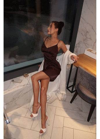 Коричнева вечірня, кежуал сукня комбінація No Brand однотонна