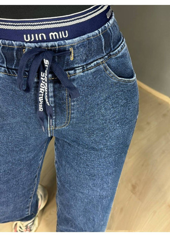 Джинсы женские 0250 МОМ бананы резинка на поясе батал большие размеры синие LDM - (360272231)