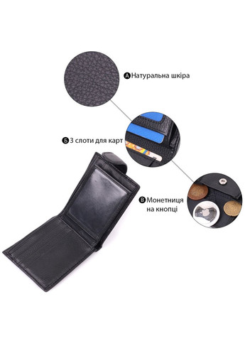 Мужской кожаный кошелек с отделением для монет и карт черный (sku_22456) No Brand (327820088)