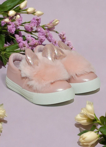 Рожеві осінні кросівки пухнасті з вушками для дівчинки 7067 рожеві CSCK.S
