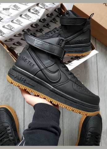 Чорні Зимовий кросівки зимові чоловічі nike air force 1 winter high black termo gore-tex | найк аір форс 1 високі чорні термо No Brand
