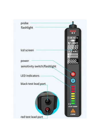Бесконтактный индикатор напряжения X1 с функцией тестера Bside (300577506)