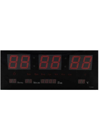 Часы настенные с отображением времени даты месяца года температуры 36×15×2,5 см (482279-Prob) Красная подсветка Unbranded (372863077)