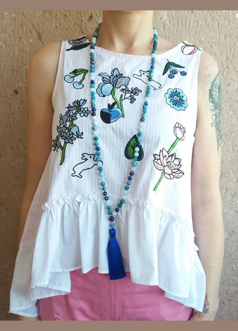 Чотки з Лазуриту Апатиту Аквамарина 108 намистин з вузлами d 8мм No Brand (331293573)