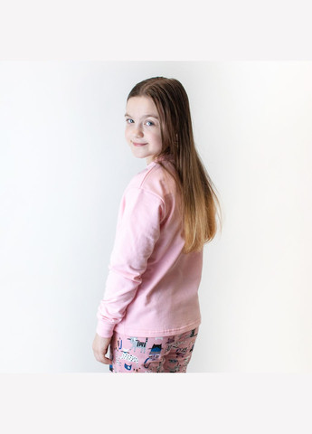 Рожева всесезон піжама для дівчинки з начосом із принтом котика hello cat dexter's