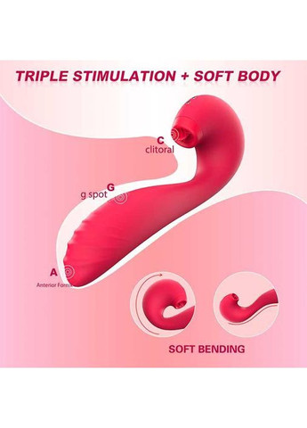 Вибратор точки G и клитора 3-в-1 с 30 режимами вибрации 21 см фуксия Swan (366887807)