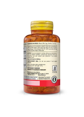 Жирные кислоты Fish Oil 1000 mg Omega 300 mg, 120 капсул Mason Natural (293421172)