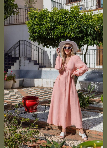 Розовое муслиновое платье длинное однотонное розовое You Best
