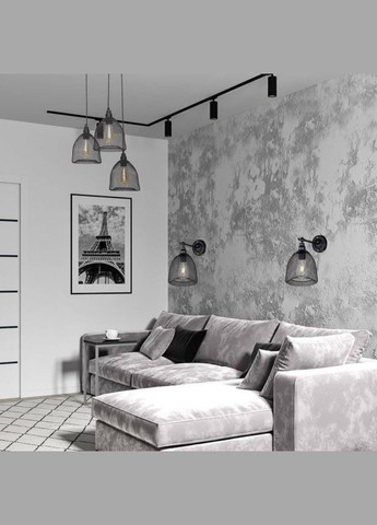 Чорне бра лофт з сітчастим плафоном (07-W144-1 BK) No Brand (370071779)