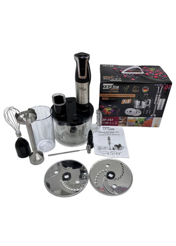 Блендер 1500W багатофункціональний 7в1 чаша віночок насадки Чорний Zepline ZP-797 (311281523)