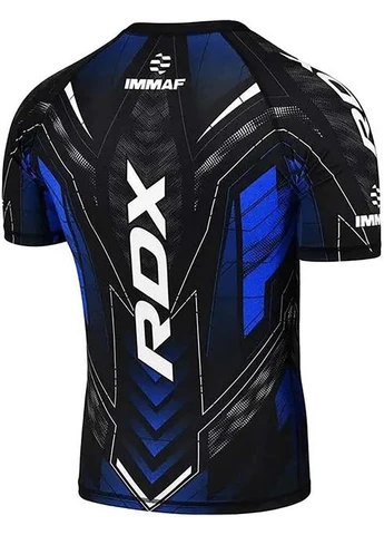 Комбінована рашгард compression shirt half sleeves immaf-1 чорний, синій RDX