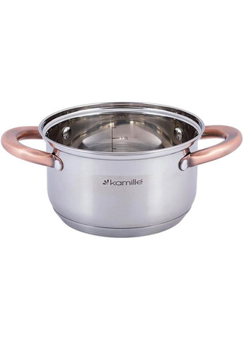Кастрюля из нержавеющей стали 4.5л с мерной шкалой для варки и приготовления пищи кастрюля для индукции Kamille (368988425)