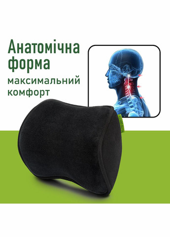 Подушка автомобільна велюр 250x200x100 мм Чорна ProfiLuxe AMF 001 (330761228)