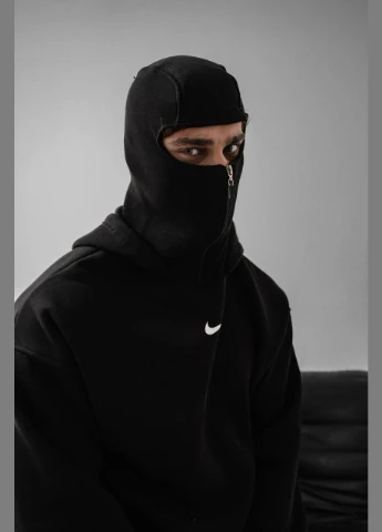 Стильне чоловіче худі на флісі з капюшоном чорне No Brand (316134726)