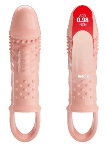 Удлиняющая насадка с вибростимуляцией (на 2,5 см) PENIS SLEEVE Cecelia, BI-026242 Pretty Love (383091272)