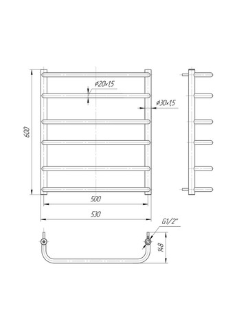 Водяной полотенцесушитель Mario Стандарт 600х530/500 мат Марио (318681282)