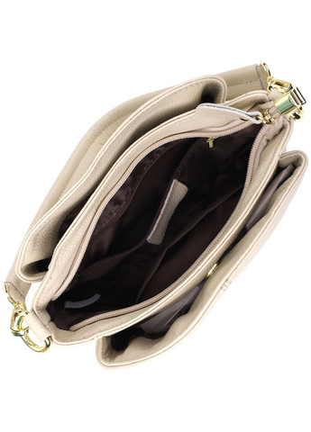 Женская кожаная сумка с тремя секциями 22980 Белый Vintage (348358995)