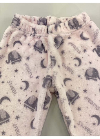 Розовая зимняя пижама детская вельсофт фламинго слоники розовая Flamingo