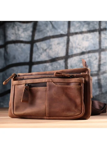 Винтажная бананка для мужчин из натуральной кожи Vintage Коричневый Верховинка sale_15104 (398255252)