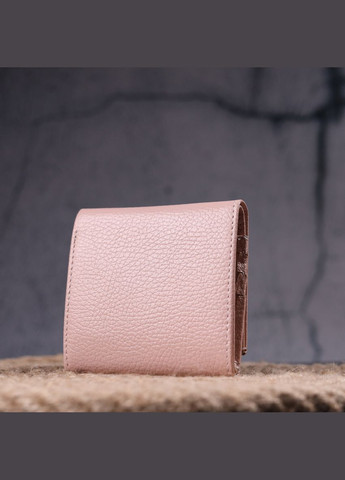 Кожаный женский кошелек с монетницей 21375 Пудровый Karya (306882026)