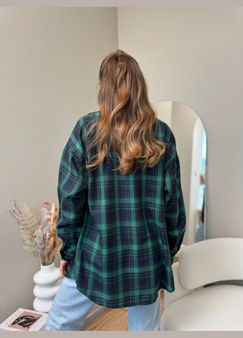 Темно-зеленая кэжуал рубашка в клетку MonCher с длинным рукавом