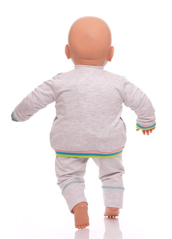 Сірий демісезонний костюм із довгим рукавом трійка для дівчинки трикотажний горошок сірий 74 см (33783) BABYKROHA