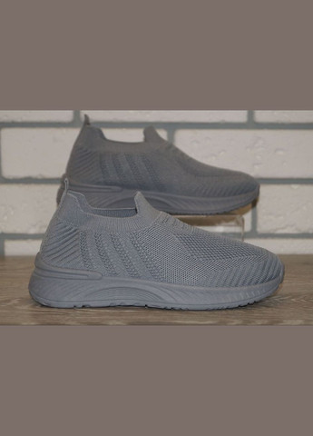 Сірі осінні кросівки дитячі текстильні без шнурків Yalike