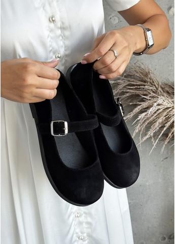 InFashion Елегантні жіночі туфлі з натуральної замші мері джейн чорний з натуральна замша, україна — демісезон (359655879)