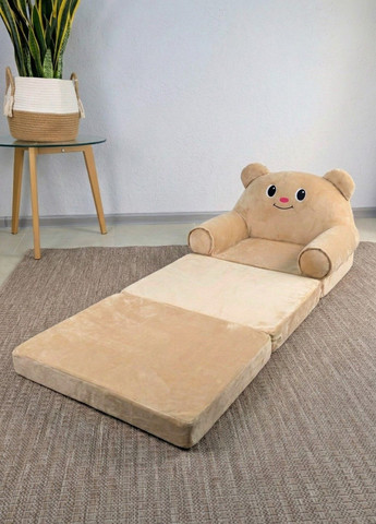 Дитяче крісло іграшка Ведмідь коричневий плюшеве розкладне в ліжечко Lalapka (372498780)
