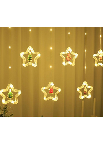 Гірлянда-штора "Зірки з фігурками" 10 кілець, 3х0.8 м, 220 від мережі (Теплий білий) No Brand (370368880)