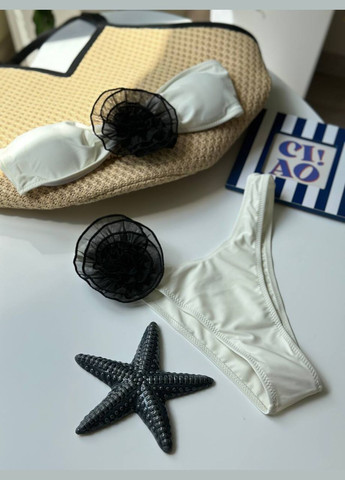 Молочний купальник жіночий трендовий з трояндами Simply sexy