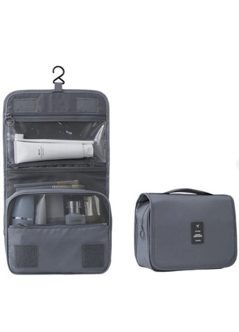 Дорожня косметичка, органайзер для туалетного приладдя, водостійка сумка для зберігання. Сірого кольору No Brand (279416157)
