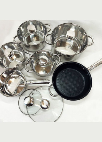 Набор посуды UN-5037 12 предметов (16; 16; 18; 20; 24; сковорода 24 см) Unique (364664754)