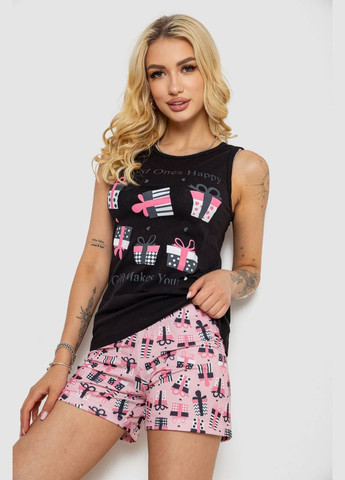 Чорна піжама жіноча з принтом Polkan 243R24520