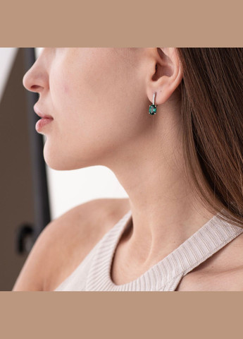 Серебряные серьги с кварцом и фианитами 2923/9рQGR Oniks (302828985)