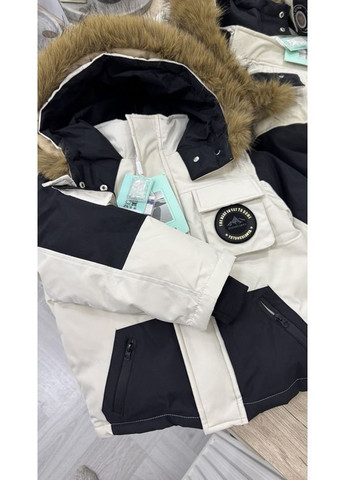 Чорно-білий зимній дитячий зимовий комплект для хлопчика (куртка + комбінезон) брючний BabyStyle