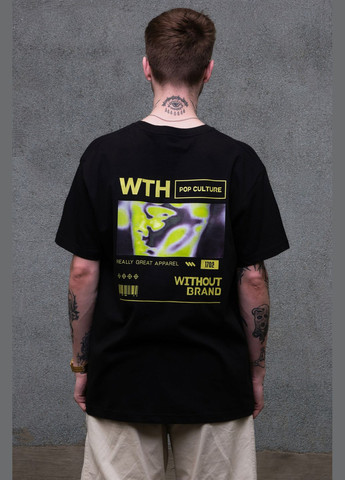 Черная мужская оверсайз футболка с принтом pop culture black Without