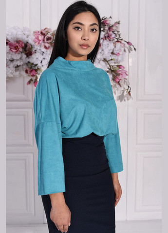 Блакитна жіноча блуза з коміром хомут і широкими рукавами (ll171970047) LadyLike