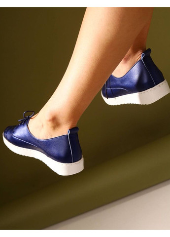 Синие подростковые мокасины для девочек из эко-кожи. Tom.M со шнурками