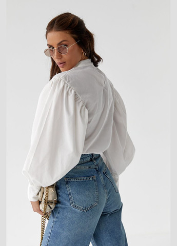 Зелена блуза з об'ємними рукавами з накидкою та поясом Liton