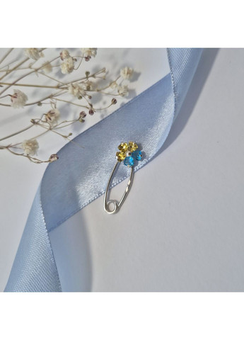 Серебряная Брошка булавка шпилька Цветок Украины с желтыми и голубыми Камнями серебро 925 пробы 6050 28 1.50г No Brand (307172956)