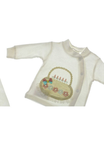 Бежевий демісезонний комплект для новонародженої дівчинки інтерлок з кошиком бежевий 56 см (33001) BABYKROHA